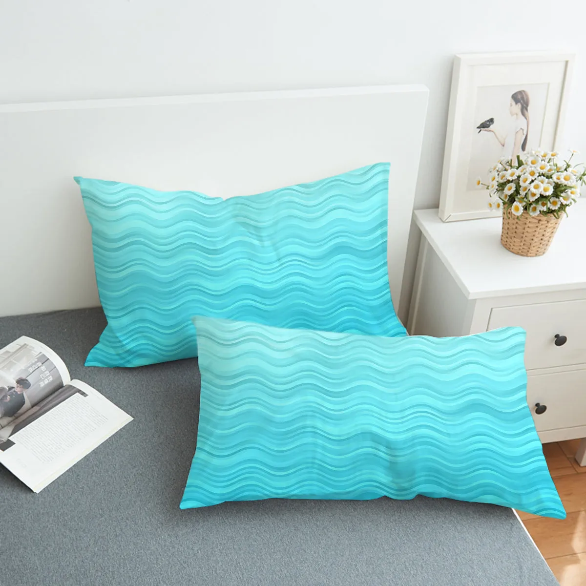 Waves of Blue Reversible Bedcover Set