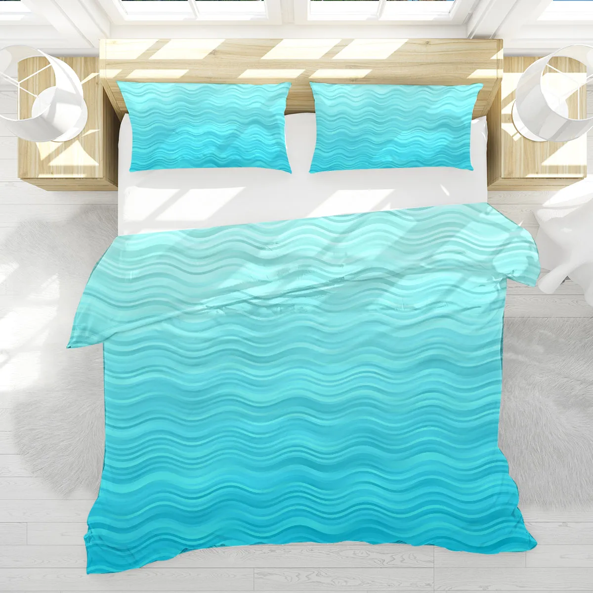 Waves of Blue Reversible Bedcover Set