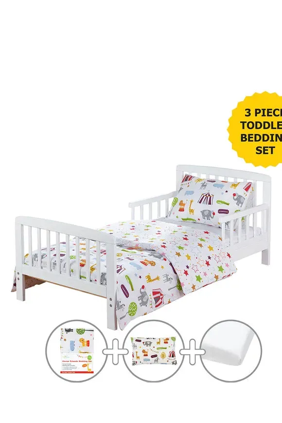 White Circus Friends Toddler Bedding Set (3 Piece)