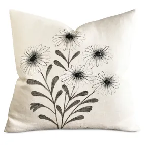 White Hand-Painted Daisies Artisan Throw Pillow Cover 20x20