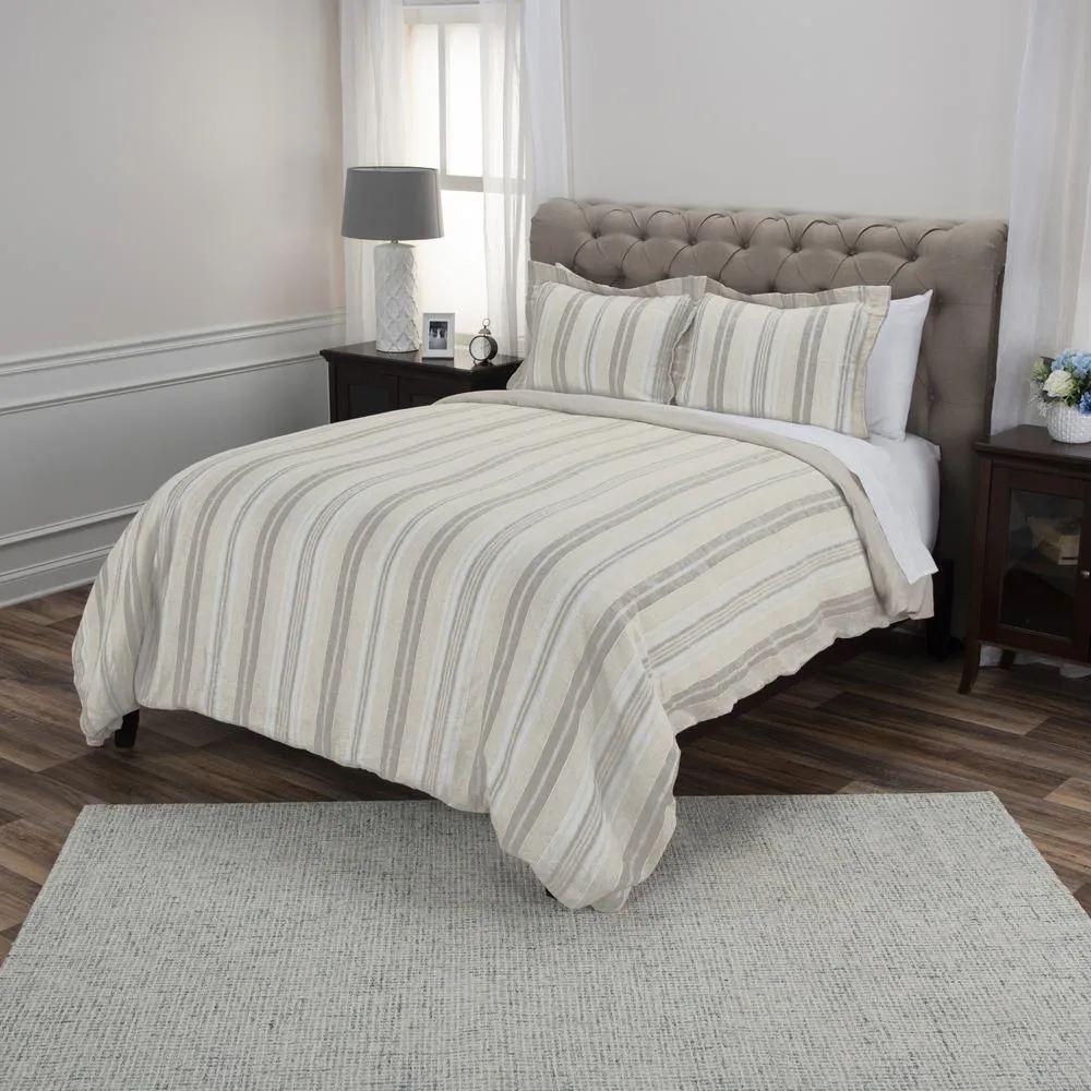 White Striped Duvet Cover 98" x 98"