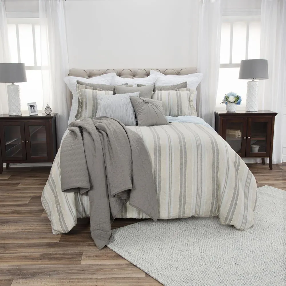 White Striped Duvet Cover 98" x 98"