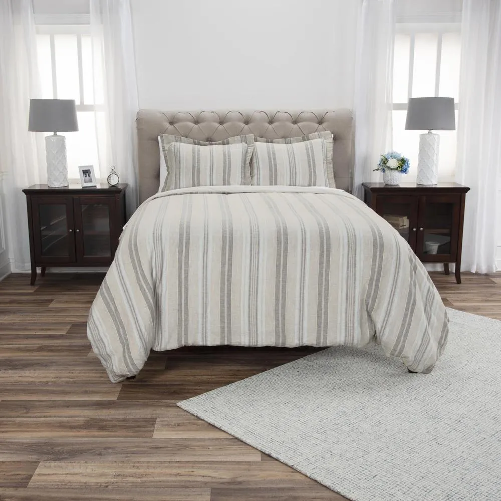 White Striped Duvet Cover 98" x 98"