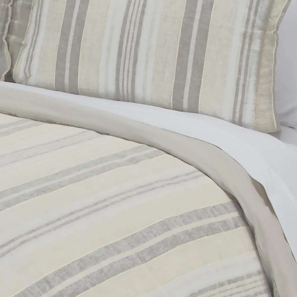 White Striped Duvet Cover 98" x 98"