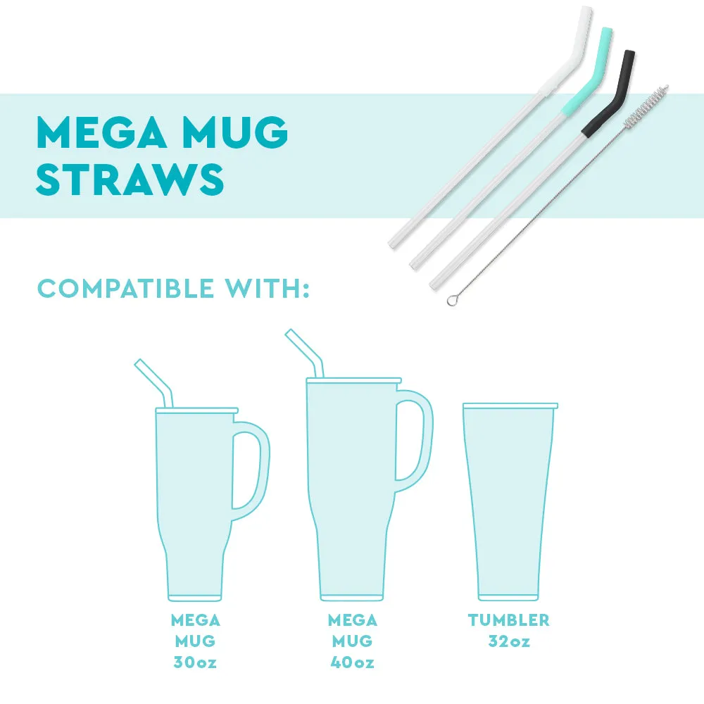 White/Aqua/Black Reusable Straw Set Mega Mugs