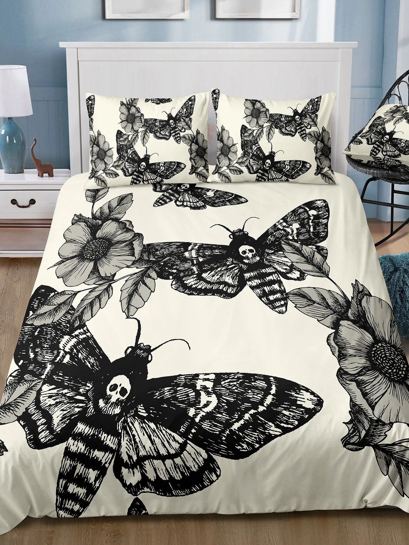 Witchy Moth Pattern Duvet Cover Set, Goth Home, Witchy Home, Goth Style, Witchy Style, Goth, Witchy