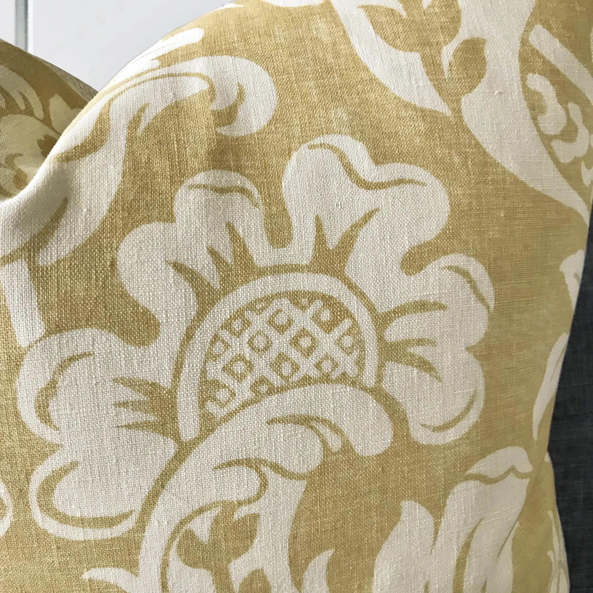 Yellow Floral Linen Throw Pillow Cover 20x20