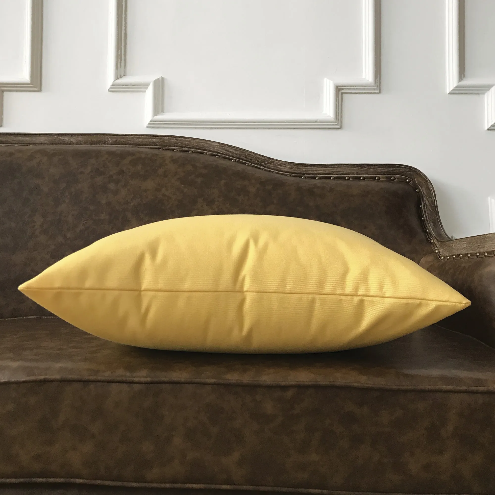 Yellow Solid Throw Pillow Cover 22x22