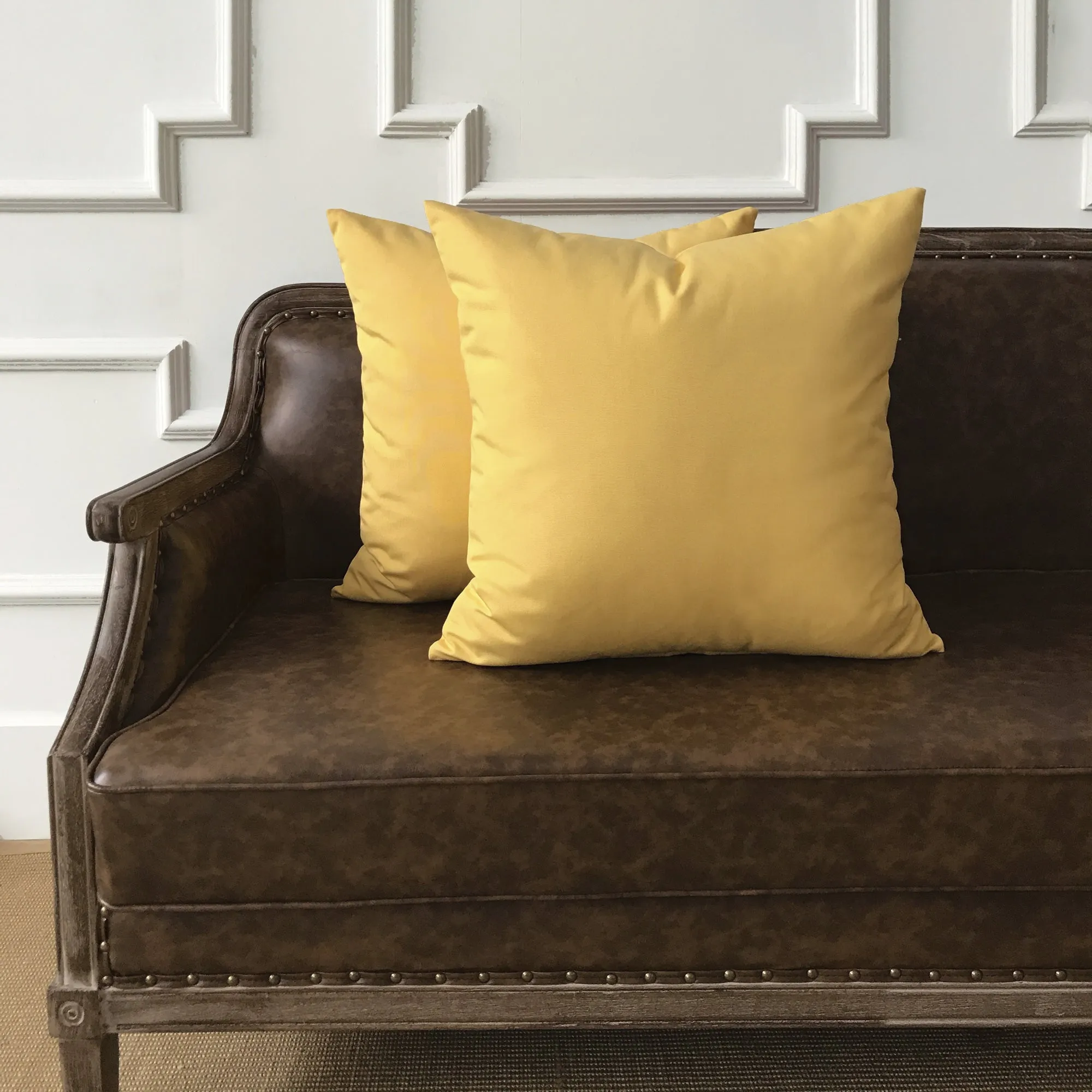 Yellow Solid Throw Pillow Cover 22x22