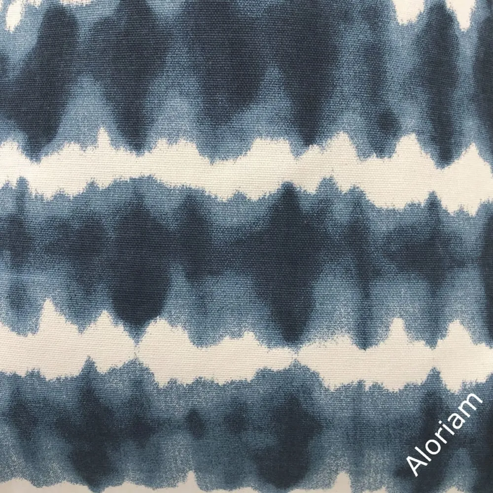 Zeno Navy Blue White Tie Dye Stripes Pillow Cover